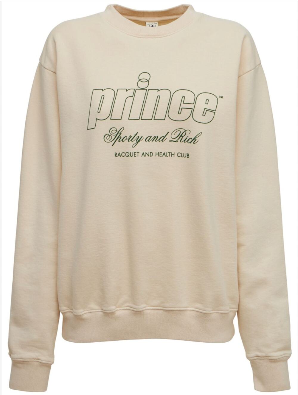 Sporty & Rich PRINCE Racquet & Health Club Crewneck Women's S Beige Tennis USA